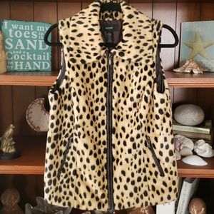 Alfani faux animal print leopord fur vest
